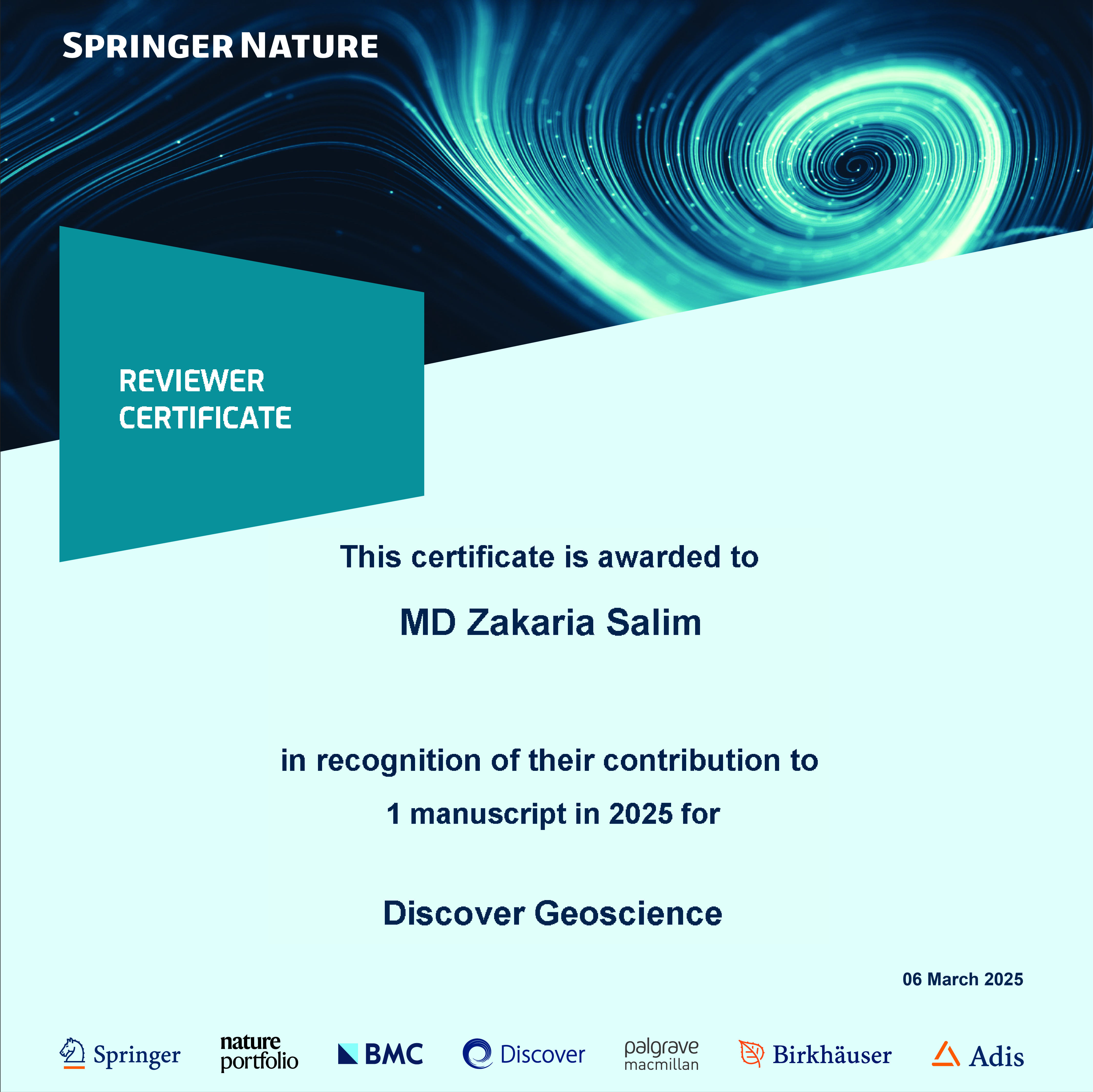 Reviewer Certificate
